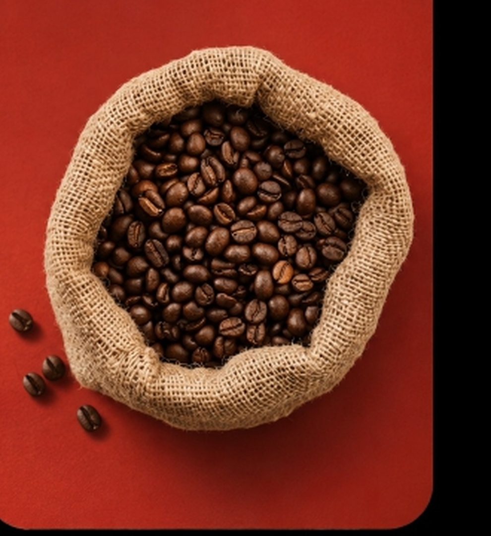 Freshly Roasted Coffee Beans in Burlap Sack