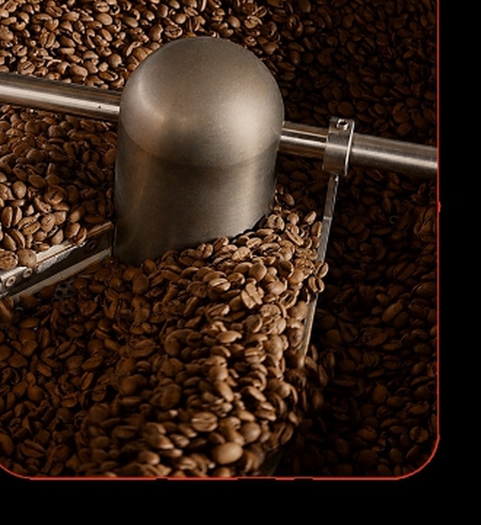 Coffee Beans Roasted in Commercial Roaster Drum